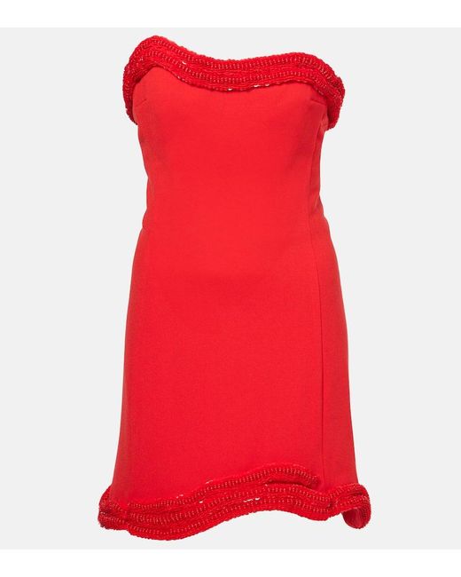 Vestido Corto Saskia De Crepe Jonathan Simkhai de color Red