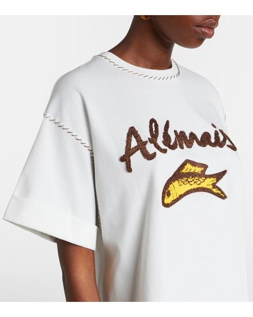 ALÉMAIS White Scuba Embroidered Cotton T-Shirt