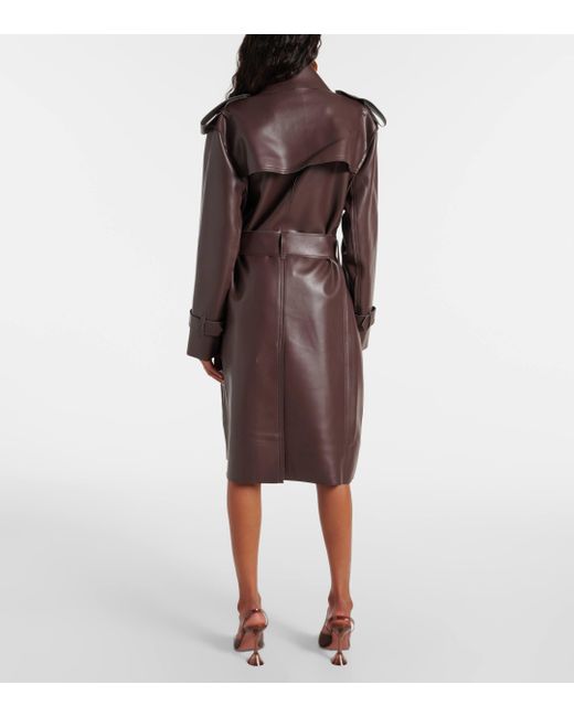 Norma Kamali Brown Faux Leather Trench Coat