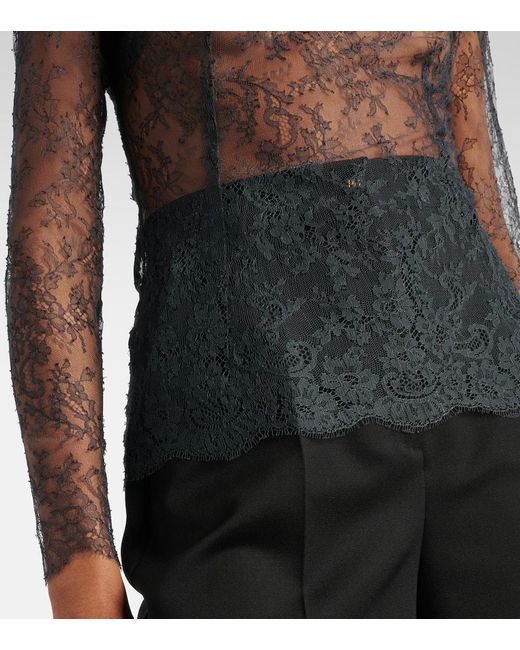 Top De Cuello Alto De Encaje Floral Dolce & Gabbana de color Gray