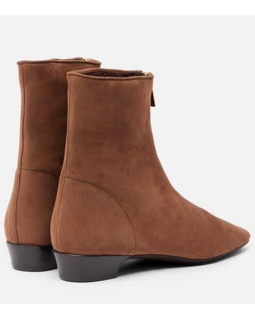 Herbert Levine Brown Easy Does It Shearling-Trimmed Suede Ankle Boots