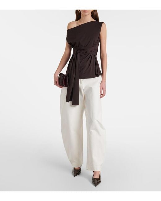 Rohe Brown One-Shoulder Jersey Wrap Top