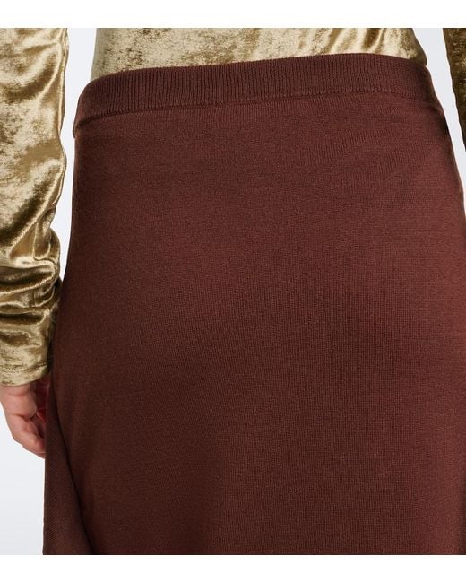 Lemaire Brown Wool-Blend Midi Skirt