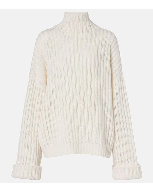 Brunello Cucinelli White Pullover Aus Rippstrick