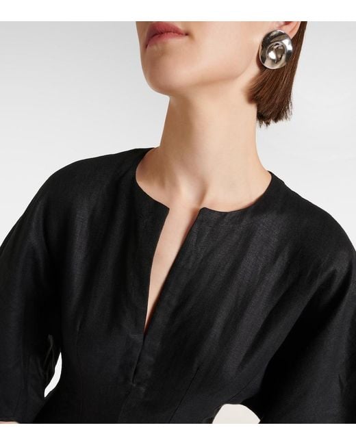 Faithfull The Brand Black Soleil Linen Maxi Dress
