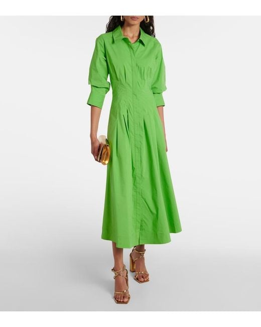 Jonathan Simkhai Green Jazz Cotton-Blend Poplin Midi Shirt Dress