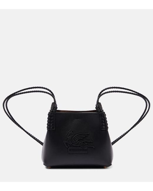 Etro Black Libra Pegaso Mini Leather Tote Bag