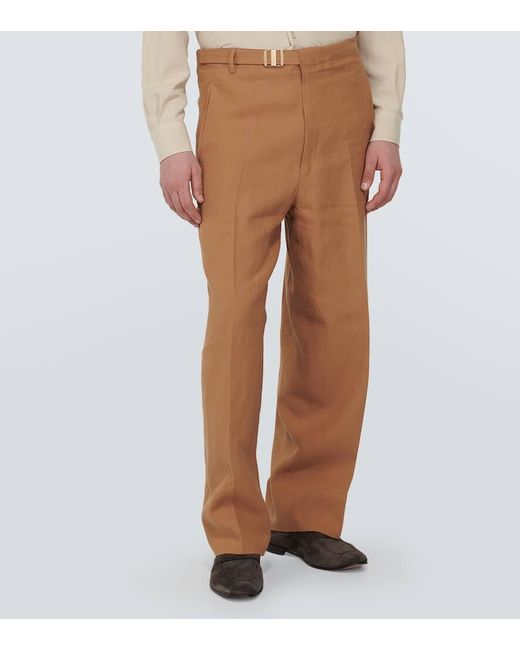 Pantalones anchos de lino Oasi Zegna de hombre de color Natural