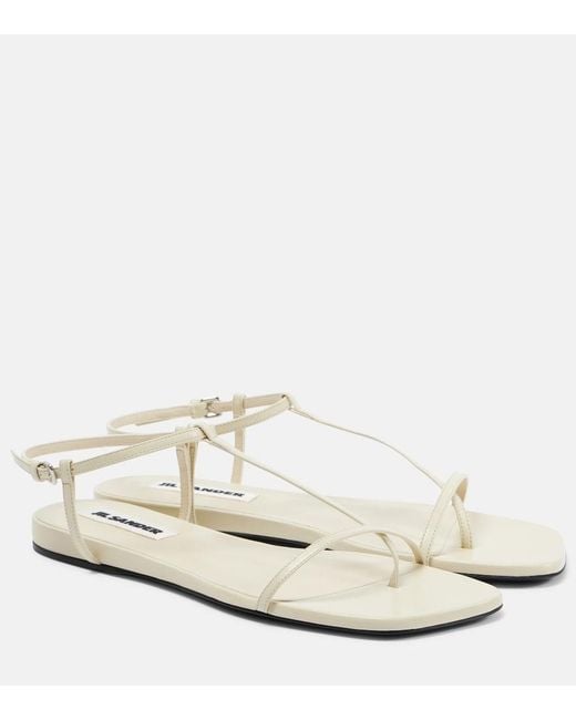 Jil Sander White Leather Thong Sandals