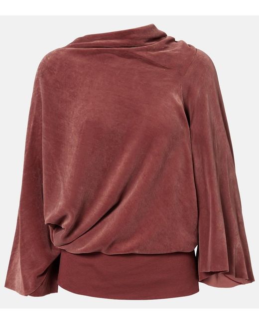 Rick Owens Red Draped Charmeuse Top
