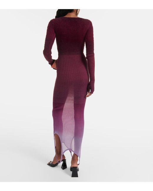 The Attico Purple Ribbed Midi Dress
