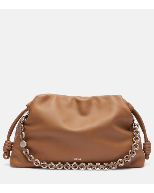 Loewe Brown Clutch Flamenco Large Aus Leder