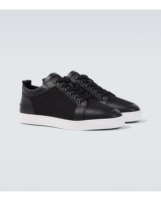 Christian Louboutin Black Rantulow Leather Sneakers for men