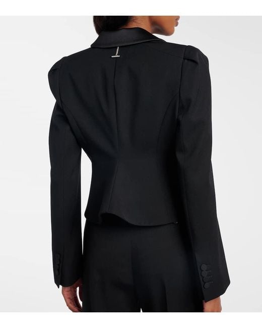 Alexander McQueen Black Cropped Wool Blazer
