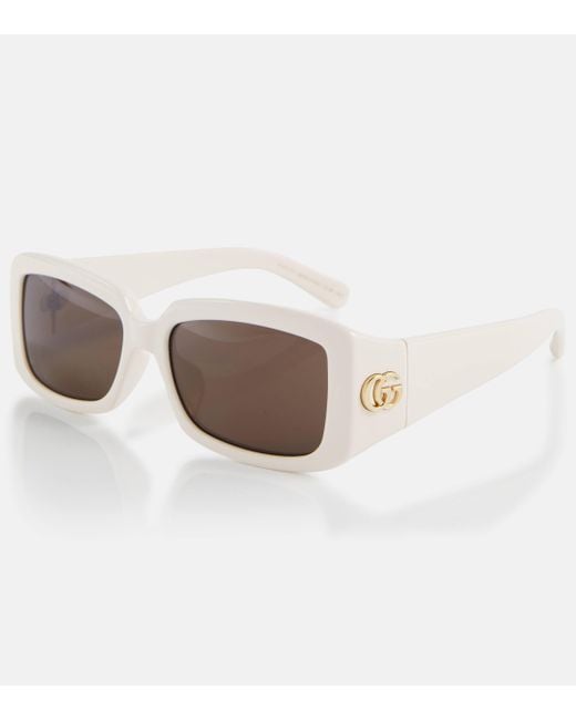 Gucci Brown Double G Rectangular Sunglasses