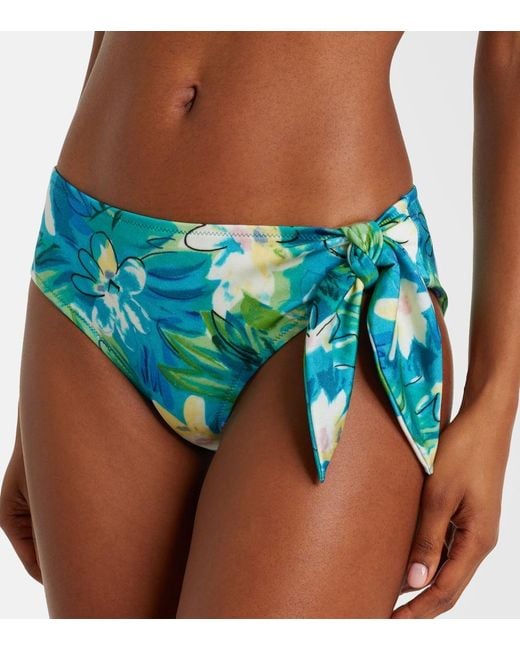 Chloé Blue Bow-Detail Floral Bikini Top