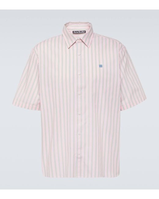 Acne Pink Striped Cotton Shirt for men