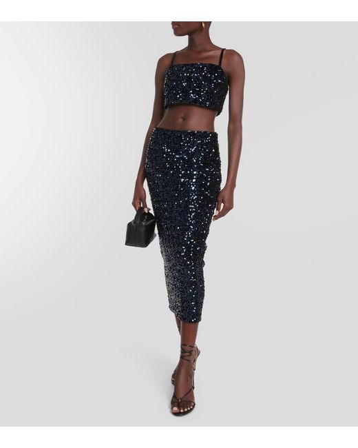 Dorothee Schumacher Blue Shimmering Attraction Midi Skirt