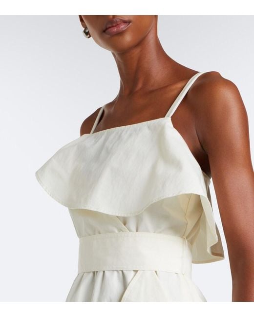 Proenza Schouler Natural Reign Ruffled Cotton-Blend Midi Dress
