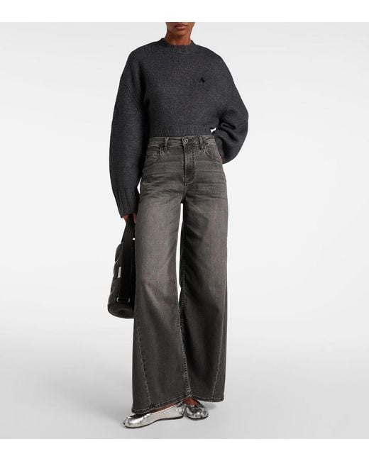 AG Jeans Gray Mid-Rise Wide-Leg Jeans