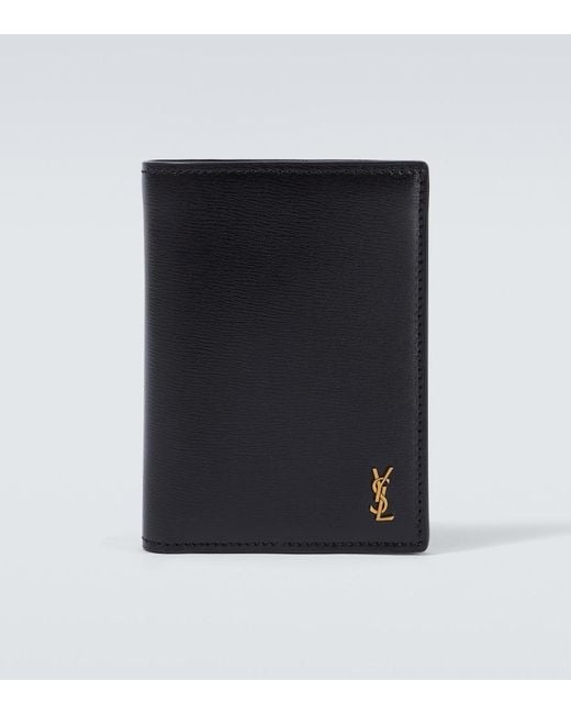 Saint Laurent Black Cassandre Leather Bifold Wallet for men