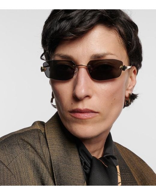 Cartier Gray Panthere De Cartier Rectangular Sunglasses