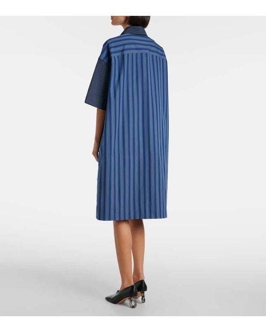 J.W. Anderson Blue Striped Cotton Poplin Shirt Dress