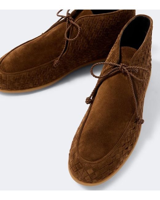 Bottega Veneta Brown Intrecciato Suede Desert Boots for men