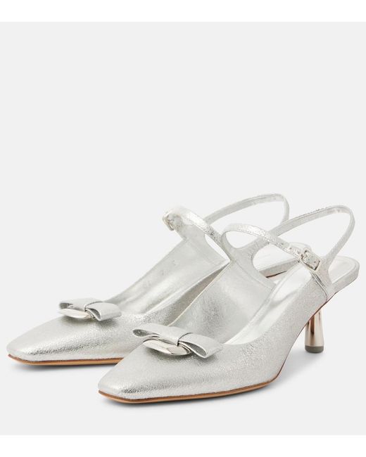 Ferragamo White Ophelia 55 Leather Slingback Pumps