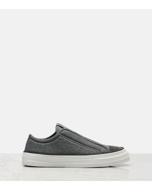 Brunello Cucinelli Gray Slip-Ons