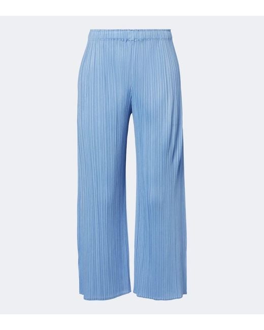 Pleats Please Issey Miyake Blue Monthly Colors: August Pleated Wide-Leg Pants