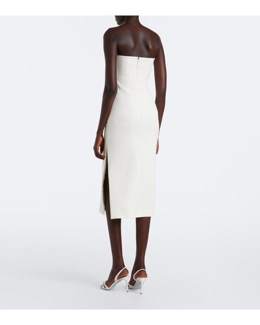 Safiyaa White Aerine Crepe Midi Dress