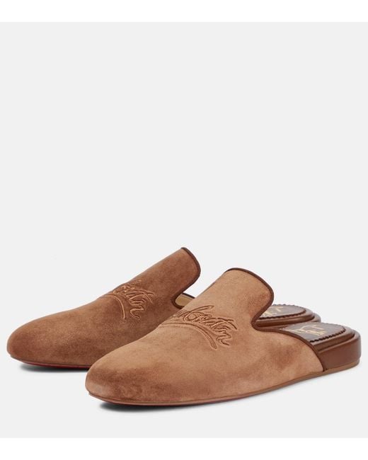 Christian Louboutin Brown Coolito Donna Suede Slippers
