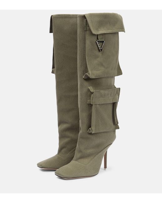 The Attico Green Sienna Canvas Knee-high Boots