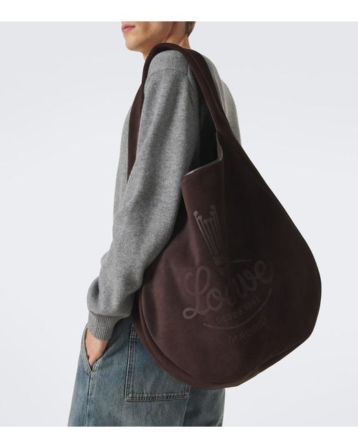 Loewe Brown Roomy Suede Shoulder Bag for men