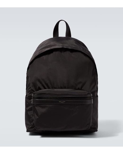 Saint Laurent Black City Leather-Trimmed Ripstop Backpack for men