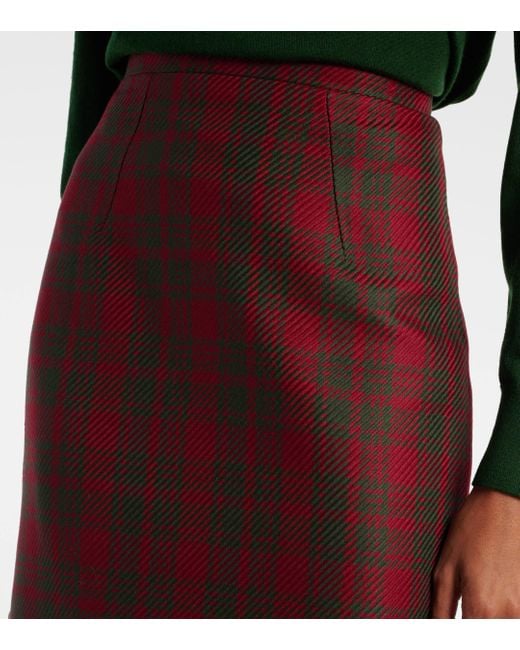 Emilia Wickstead Red Lorelei Plaid Wool-blend Pencil Skirt