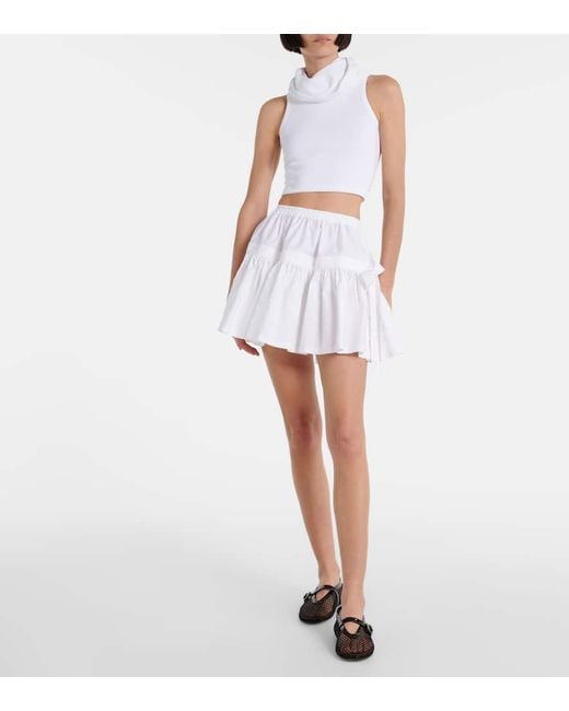 Alaïa Poplin Skater Mini Skirt in White | Lyst