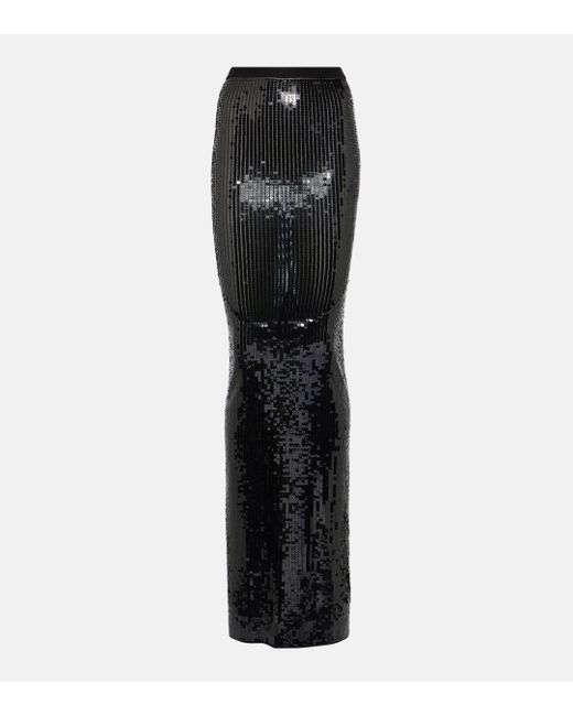 Rick Owens Black Lilies Sequined Maxi Skirt