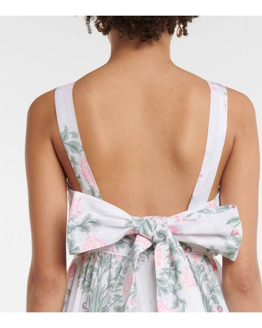 Vestido Midi De Algodon Floral A Capas Juliet Dunn de color White