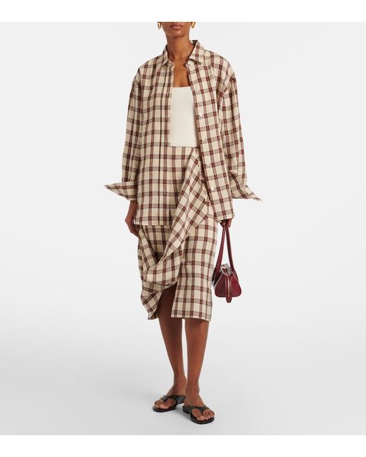 Rohe Pink Checked Linen Shirt