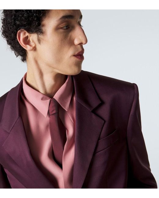 Saint Laurent Purple Silk Taffeta Tie for men