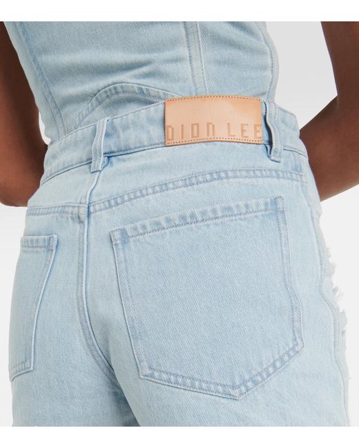 Dion Lee Blue Distressed High-Rise Denim Shorts