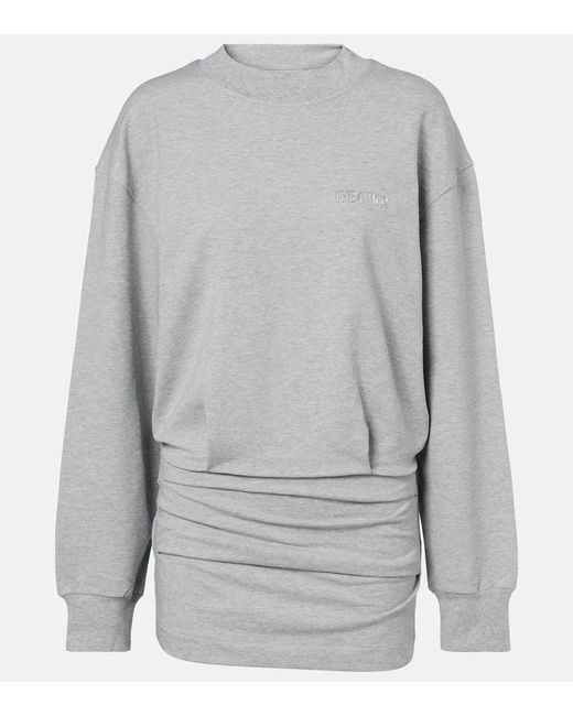 The Attico Gray Cotton-Blend Jersey Sweatshirt Dress