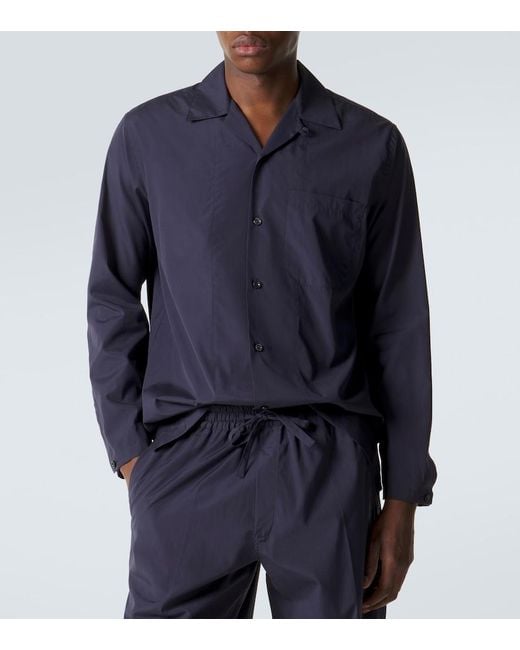 Umit Benan Blue Havana Cotton And Silk Shirt for men