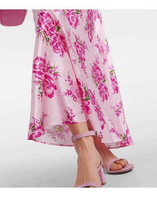 Rodarte Pink Floral-applique Silk Maxi Dress