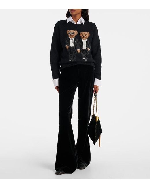 Polo Ralph Lauren Black Wool-Blend Ralph And Ricky Bear Sweater