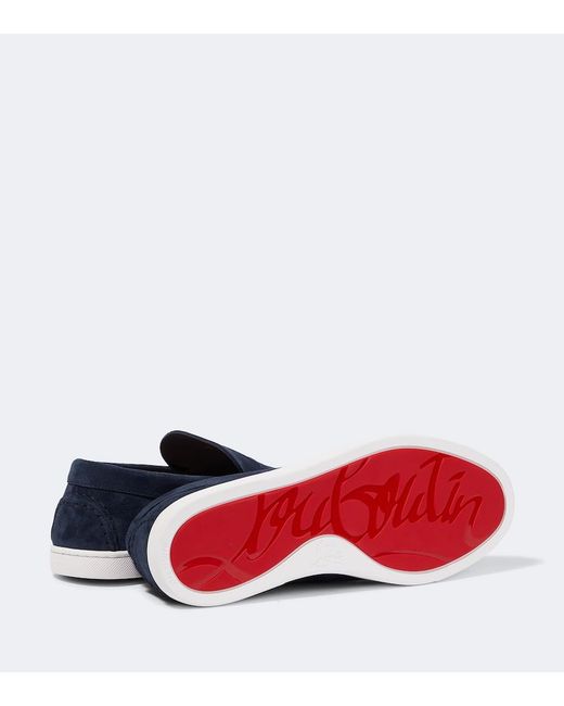 Christian Louboutin Blue Varsiboat Logo-Embossed Leather Boat Shoes for men