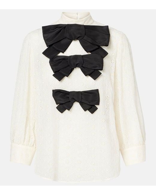 Valentino Black Mossi Bow-Detail Cotton Top