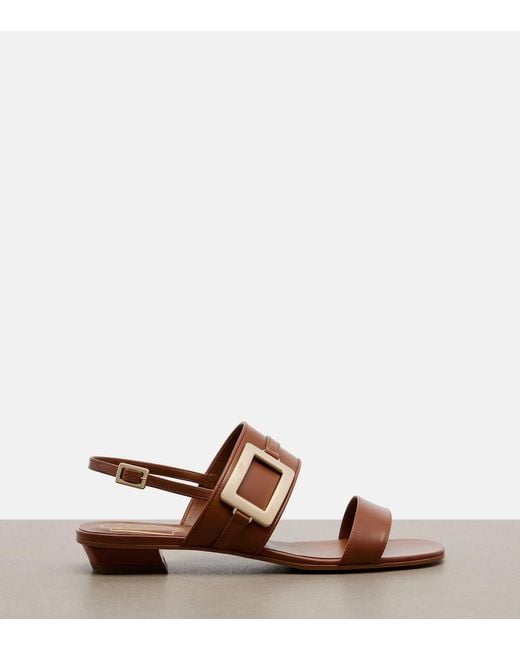Roger Vivier Brown Belle Vivier Leather Slingback Sandals